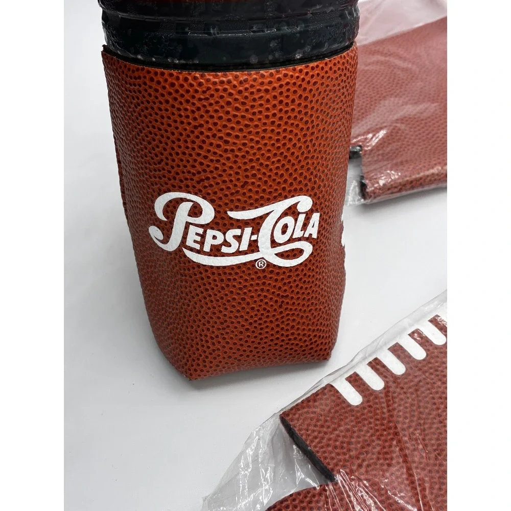 Pepsi Cola Insulated Football Texture Cup Sleeve Blokecore Sporty 2 pc lot VTG